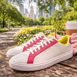 Cole Haan Grand Crosscourt Daily Sneaker White Pink Women’s Size 9.5M Lace Up